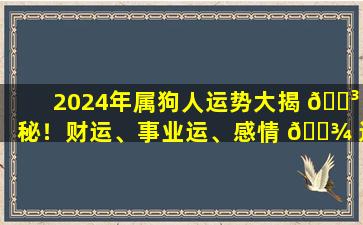 2024年属狗人运势大揭 🌳 秘！财运、事业运、感情 🌾 运全解析！